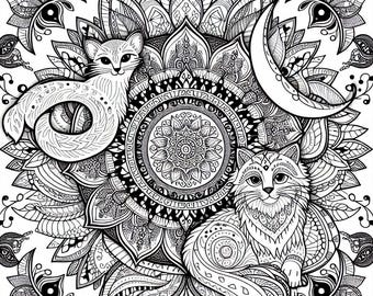 Mandalas para colorear / Libro para colorear para adultos para aliviar el estrés (Descarga digital)