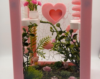 Pink Heart Themed Decorated Jumping Spider Enclosure | Habitat