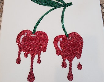 8ball Cherries Bedazzled Rhinestone Canvas Perfectlysparkly - Etsy