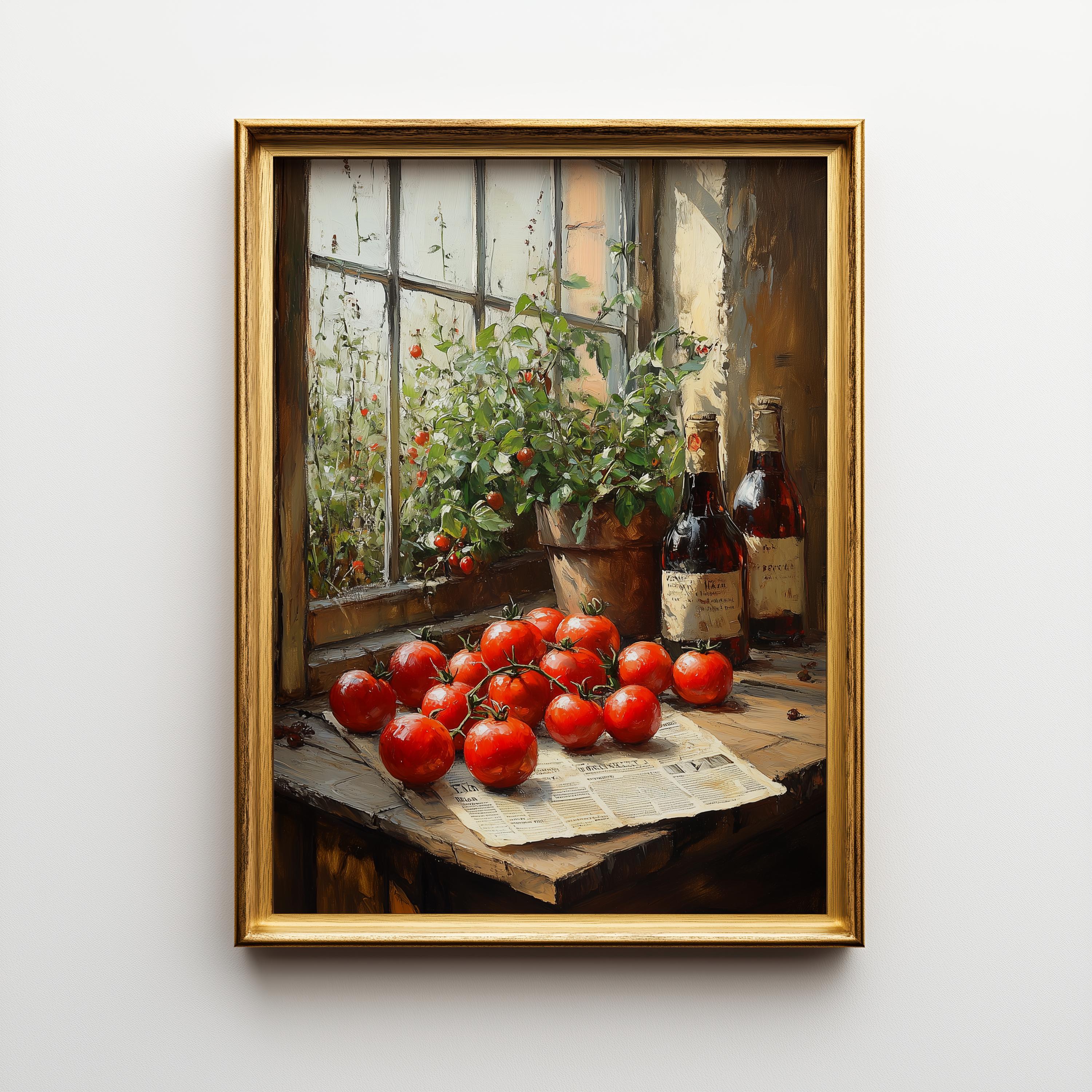 Farm to Table Wall Art - Rustic Tomato Still Life Kitchen Print