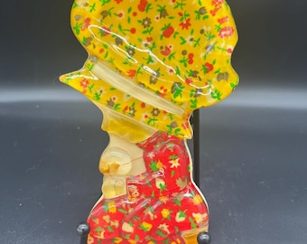 Vintage 1970s Holly Hobbie Lucite or Resin Spoon Rest or Wall Plaque