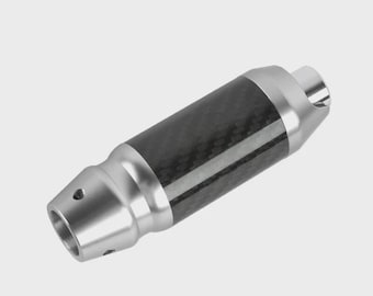 Perilla de cambio de marchas automática universal de aluminio y fibra de carbono JDM, color plata y carbono, de 4"