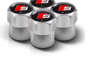 4Pcs Car Styling 3D Aluminum Metal Car Wheel Tire Air Valve Caps Cover For Audi A3 A4 b6 b8 b7 A6 A8 - S Audi Silver