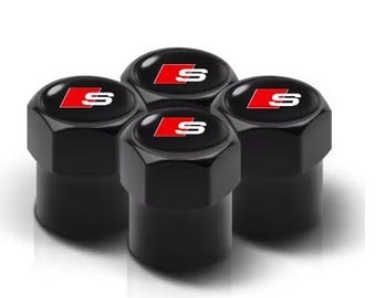 4Pcs Car Styling 3D Aluminum Metal Car Wheel Tire Air Valve Caps Cover For Audi A3 A4 b6 b8 b7 A6 A8 - S Audi Black