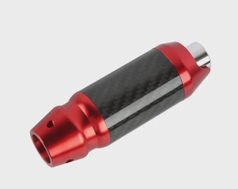 Perilla de cambio de marchas automática universal de aluminio y fibra de carbono JDM, color rojo y carbono, 4"