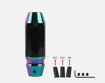 Perilla de cambio de marchas automática universal de aluminio y fibra de carbono JDM de 4" (cromo y carbono)