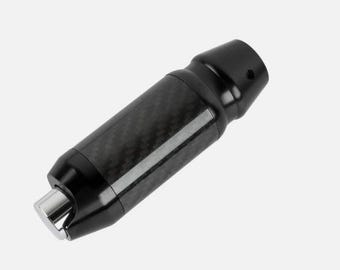 Perilla de cambio de marchas automática universal de aluminio y fibra de carbono JDM, color negro y carbono, de 4"