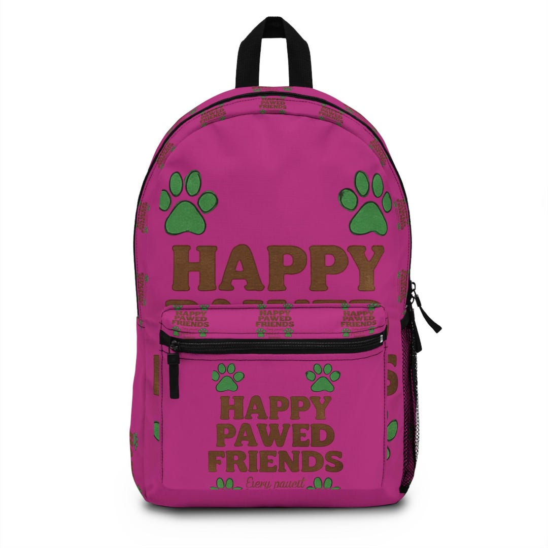 Pawed Happy Pawed Friends Backpack | Paw Print Pet Lover Design - Etsy
