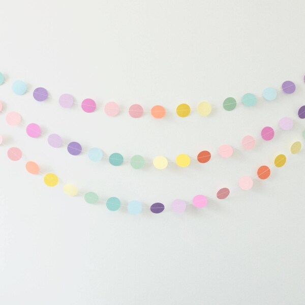 Pastel Rainbow Circle Garland, Paper Circle Garland, Rainbow Circle Garland, Party Garland, Photo Prop, Pastel garland