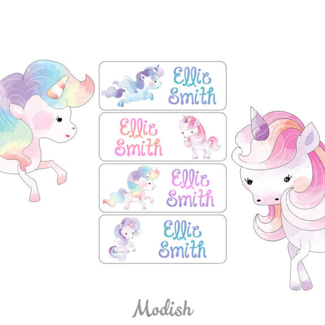 unicorn name labels school name labels daycare name labels