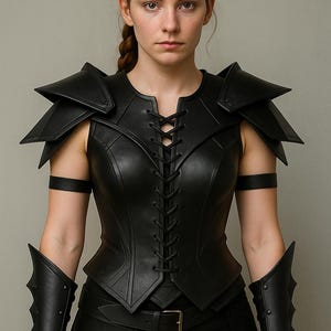 Handmade Black Leather Armor Set: Gothic Warrior Cosplay Outfit
