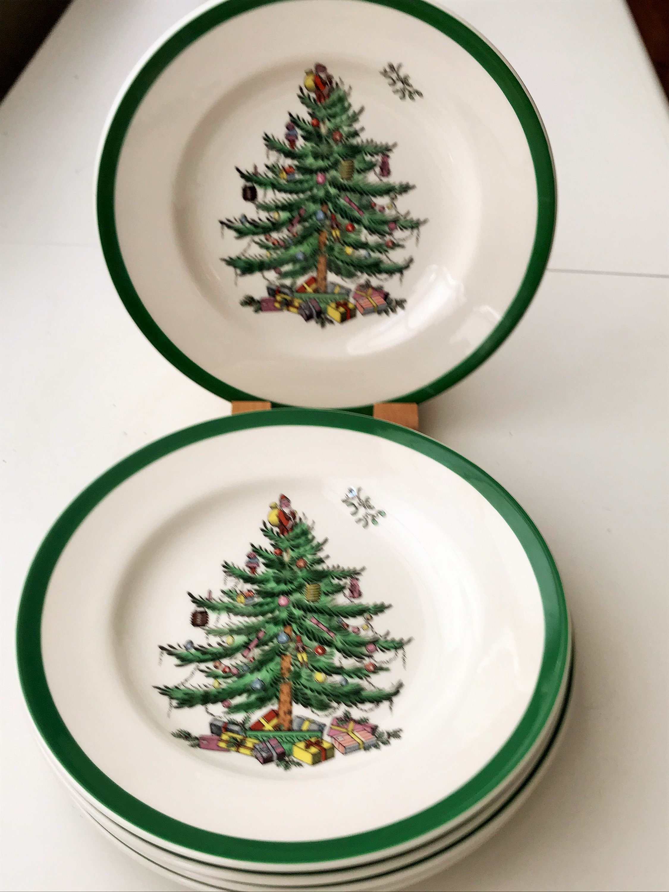 5 Spode Christmas Tree 6.5 Bread &amp; Butter Dessert Plates | Etsy