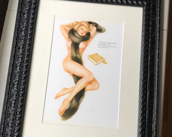 Vintage Matted Framed Vargas Girl Pin Up Print October 1970 // Playboy Magazine Page Print// Framed & Matted 14.5X18"