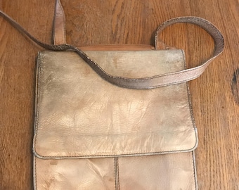 SALE Vintage Leather Messenger/Back Pack/Traveler/Organizer Bag/HOBO International Soft Well Worn Leather/Unisex Hippie Style Bag