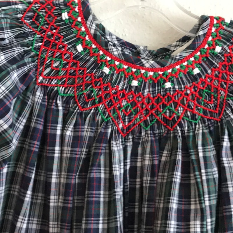 Fil a Fil Smocked Bishop Dress