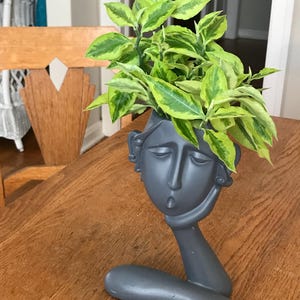 Whimsical Face Head Planter/Vase 8"//Modern Look Planter//Fun Decoration