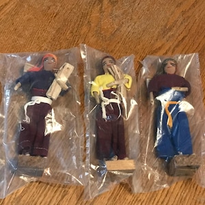 3 Vintage Hand Made Ethnic Dolls/South America Mexico Peru Bolivia Chile//Orig Packaging/Vintage Souvenir Doll/Art Craft Supply/Free Ship
