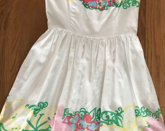 Lilly Pulitzer Strapless Womens Dress Size 8//LILLY PULITZER Lottie Mariposa Placed//Party Sun Dress//Fully Lined//Beautiful//Free Shipping