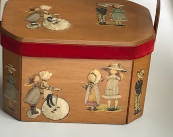 Vintage Hand Made Decoupaged Purse/Handbag//Box Style//Holly Hobbie Design//Retro Fashion