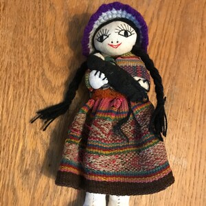 Vintage Hand Made Doll from Chile//Vintage Souvenir Doll//Hand Crafted Mother w/Babies Folk Art Doll//Collectible //Free Shipping