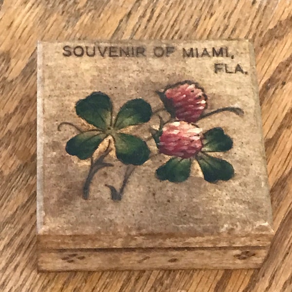 Vintage Old Florida Miami Souvenir Trinket Box/Hand Painted Wood/Collectible Vintage Souvenir/Kitschy Tropical Beach House/Free Ship