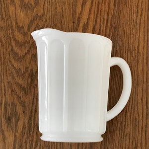SALE Vintage Hazel Atlas Paneled Pitcher 5.5&quot; White Opaque Depression Milk Glass USA!/Collectible Milk Glass//Cream Juice Pitcher