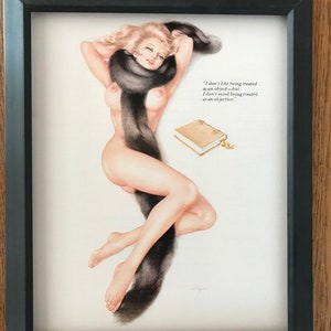 MATURE Vintage Vargas Girl Pin Up Print October 1970 From Playboy Magazine Page/Framed Risque Wall Art