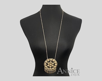 Geometric *Trinny* Necklace - Vintage Inspired Gold Circular Tassel Pendant With Chain