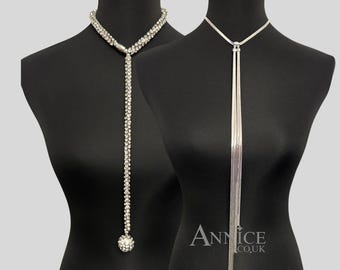 2 Necklaces *As Trinny* – Glitter Ball & Silver Lariat