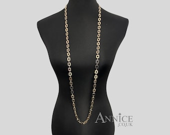 14K Gold Plated *Trinny* Necklace - Square Chain - Vintage Inspired - Extra Long: Gold or Silver