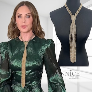 Cravate en cotte de mailles *Portée par Trinny* Collier argenté ou doré