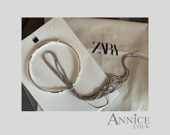 Genuine Zara - Stainless Steel Extra Long - Asymmetric Strand Necklace – Discontinued Design