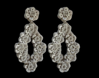 Large *Trinny Style* Flower Statement  Earrings - Felt backed