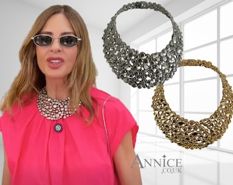 Trinny Collar Necklace - 2 Sizes to choose - Hinged Bib Choker - Platinum