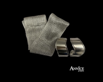 Statement *Trinny Style* Stainless Steel Cuffs & Metallic Scarf Curated Set  - Choose Silver/Gold