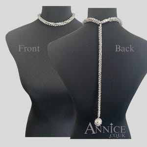 Glitter Ball *Trinny* Necklace - Long Lariat - Crystal Bead - Platinum