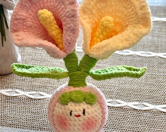 Handmade Crochet Calla Lily – Soft Yarn Amigurumi Flowerpot Decor