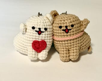 Cute Magnetic Puppy Keychains, Handmade Crochet Puppy Keychains, Cute Matching Keyrings for Couples, Valentine’s Day Gift