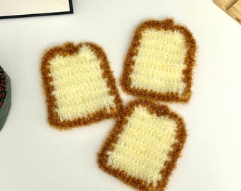 Crocheted Dishcloth, Toast Shape Dish Washing Cloth, Reusable Kitchen Scrubby, Handmade Eco-Friendly Cleaning Cloth