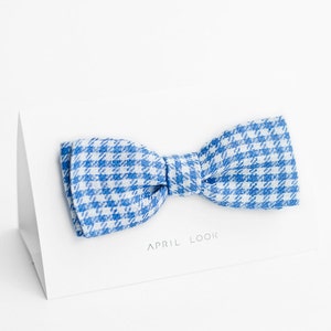 Houndstooth bow tie, blue bow tie, Adjustable bow tie image 1