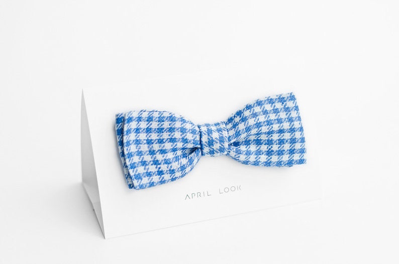 Houndstooth bow tie, blue bow tie, Adjustable bow tie image 1