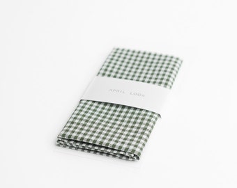 Olive green pocket square, Gingham handkerchief, Pocket square and bow tie, Pocket square never used, Khaki green and beige checks, Hankies