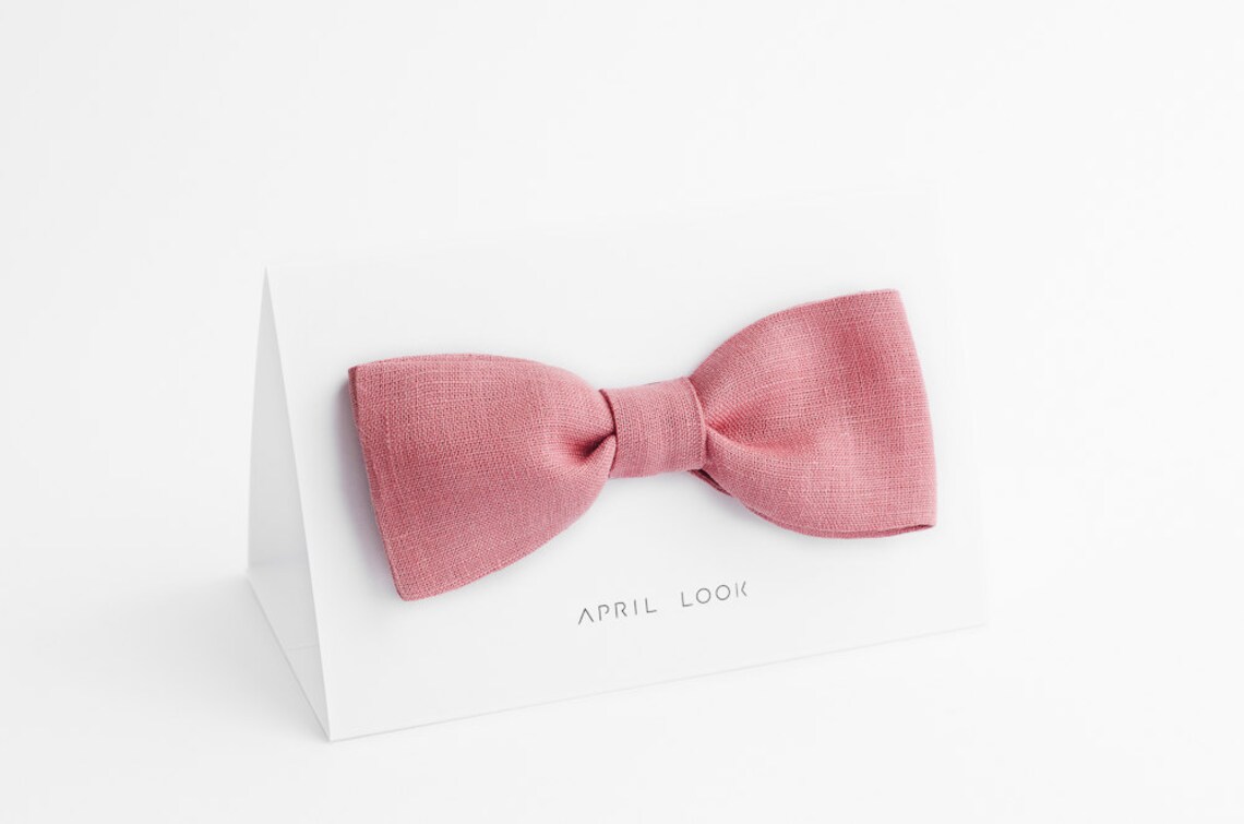 Powder Pink Bow Tie, Powder Rose Bow Tie, Gift Bow Tie, Solid Pink Bow