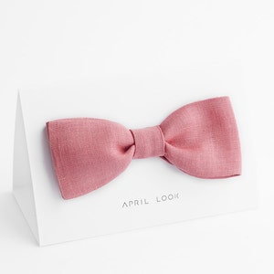 Powder pink bow tie, Powder rose bow tie, Gift bow tie, Solid pink bow tie, Rose wedding ties, Tie and pocket square, Orchid pink bow tie