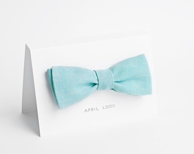 Mint Blue Bow Tie for Men, Light Aqua Bow Tie, Aqua Teal Bow Tie, Two
