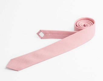 Pale pink necktie, Pink wedding ties, Skinny ties for men, Self tie necktie, Groom's tie, Neckties for groomsmen