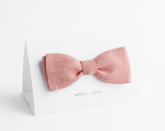 Light Pink Linen Bow Tie: Adjustable Groomsmen Tie