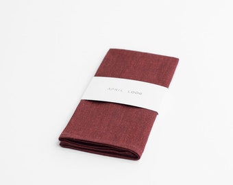 Cherry red pocket square, Chambray red pocket square, Red and black pocket square, Linen pocket square, Brick red pocket square, Man's hanky
