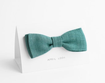 Teal Green Linen Bow Tie: Self Tie Formal Wear