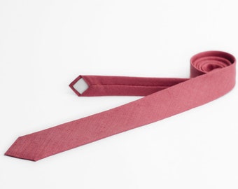 Rose Linen Skinny Necktie: Men's Wedding Tie